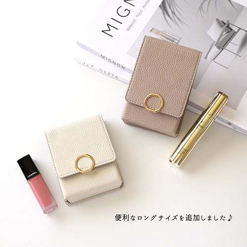 リップケース リングパーツ 【 simple 】 リップポーチ ミラー付き