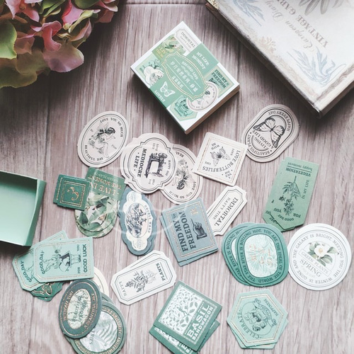 コラージュ ステッカー タグ レトロ アンティーク ラベル ジャンク