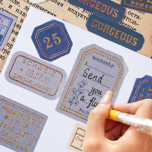 コラージュ ステッカー タグ レトロ アンティーク ラベル ジャンク