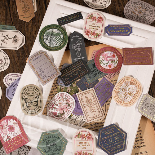 コラージュ ステッカー タグ レトロ アンティーク ラベル ジャンク