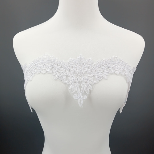 AZ376 長さ90CM 花柄モチーフレース 裾刺繍レースリボン チュール