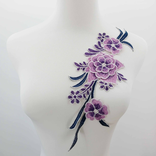 AZ383 花柄モチーフレース 立体お花襟刺繍レース 新体操 衣装 AZ383 花柄モチーフレース 立体お花襟刺繍レース 新体操 衣装