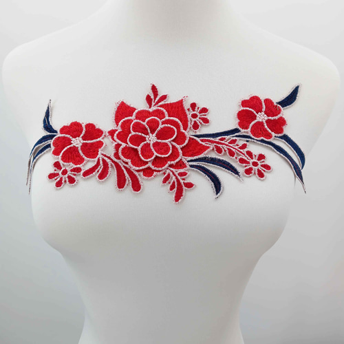 AZ383 花柄モチーフレース 立体お花襟刺繍レース 新体操 衣装