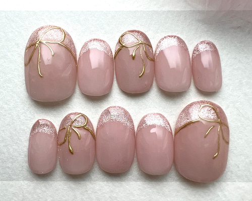 永遠の定番フレンチのモテリボンネイル ネイルチップ（つけ爪） nail