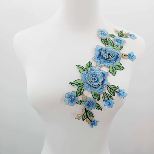 AZ387 花柄モチーフレース 立体お花襟刺繍レース 社交ダンス