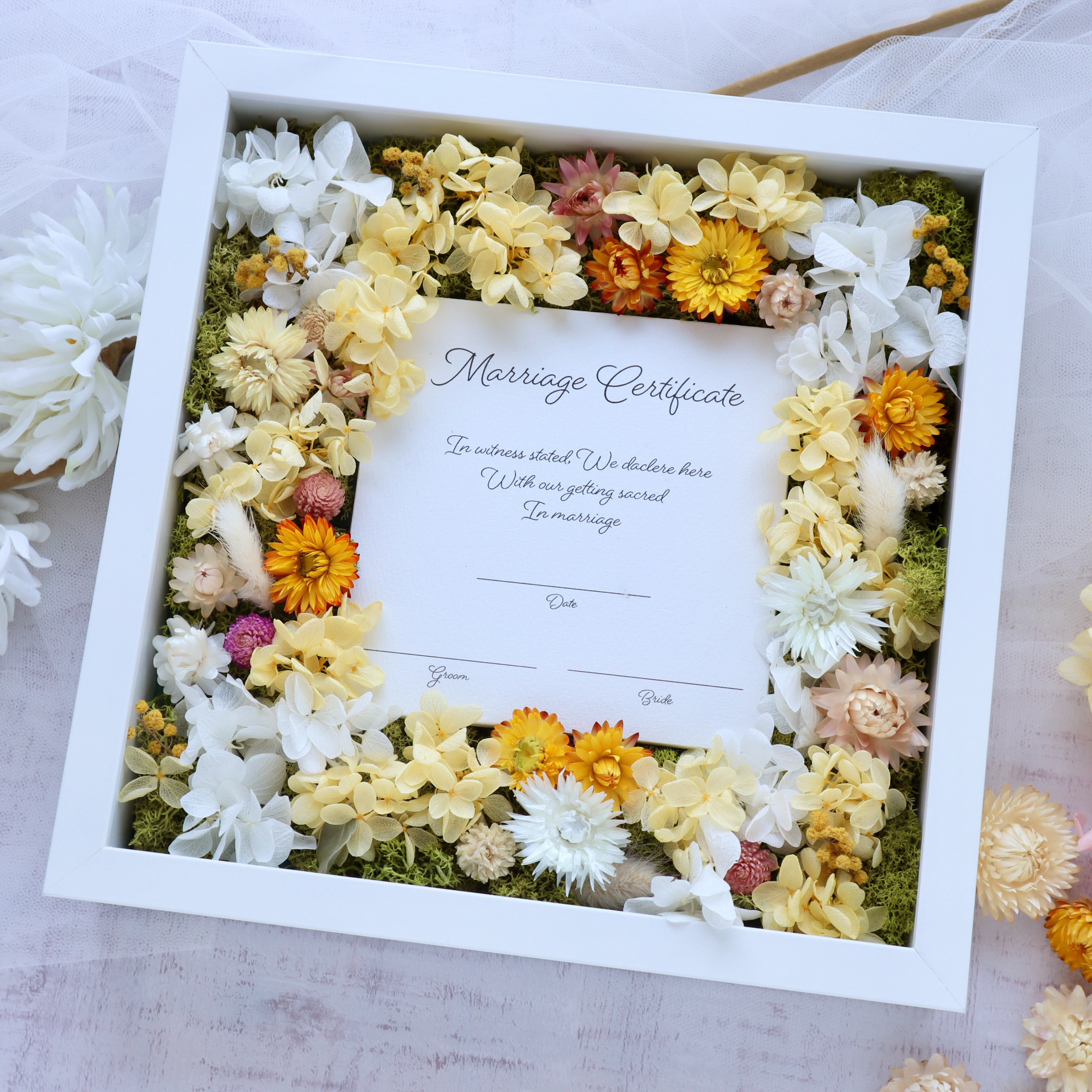 【New!】イエロー系＊ゲスト参加型 結婚証明書   ＊結婚式 ウェディング 人前式