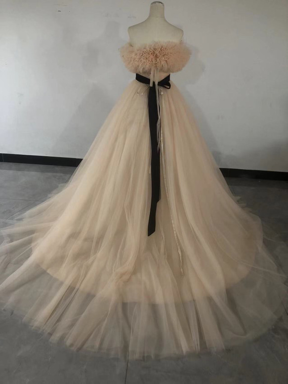 カラードレスシャンパン色 ソフトチュール ロングトレーン 取り外しオフショルダー 結婚式/披露宴 二次会 ソフトチュール 取り外しオフショルダー 結婚式/披露宴 二次会 ロングトレーン カラードレスシャンパン色 R2241614005(17151円)