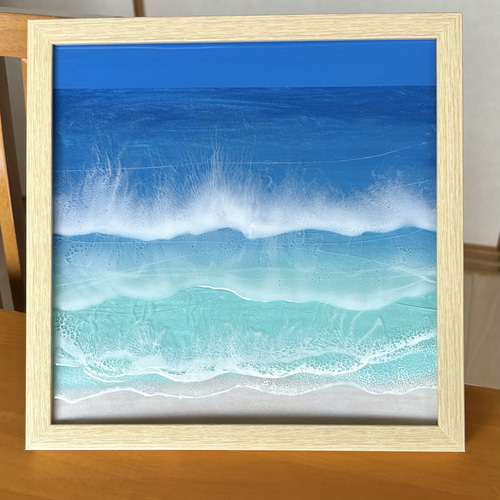 レジン波アート オーシャンアート 海の絵 OceanBlue サムホール
