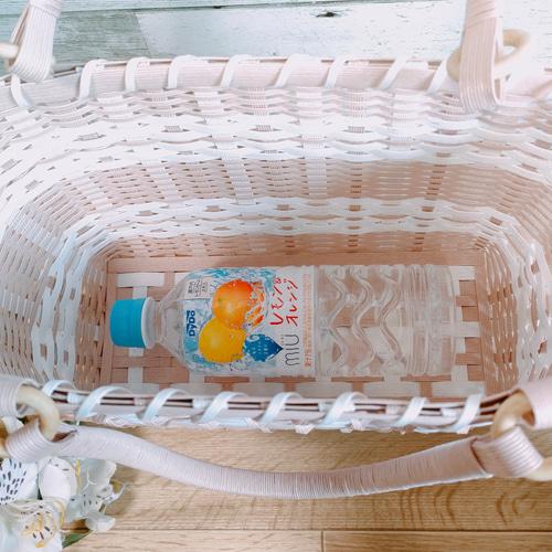 クラフト バンドのかごバッグ《ムースピンク×ホワイト》 かごバッグ