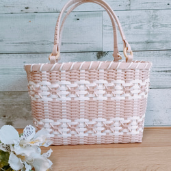 クラフトバンドかごバッグ 217☆Let's make a polka dot basket bag with craft band [Just