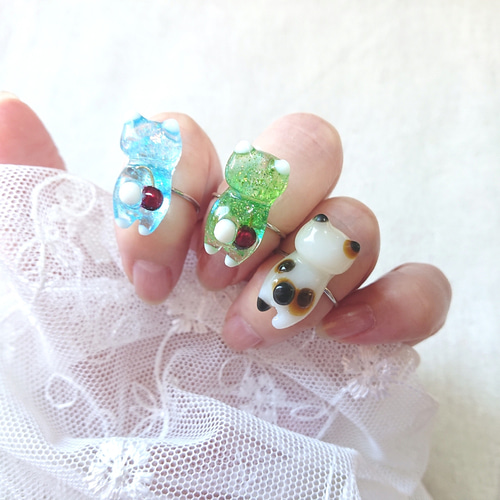 メロンクリームソーダ リング 猫 レジン 可愛い メロンソーダ 指輪