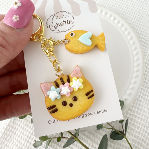 ねこ好きさんへ作った♡ねこちゃんクッキーのキーホルダー