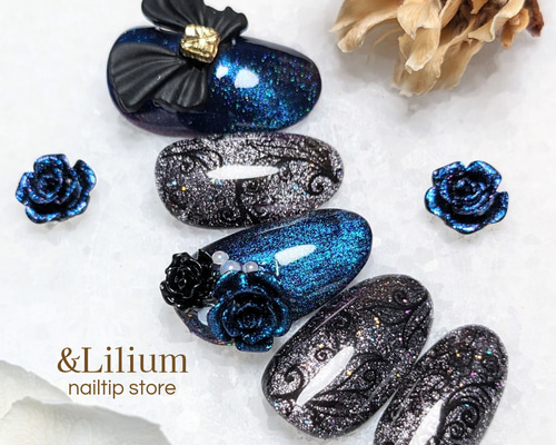 クロスアーチレースリボンオーバーニー黒×青 f82ee3f53de5f9e495c4e3189dd69f