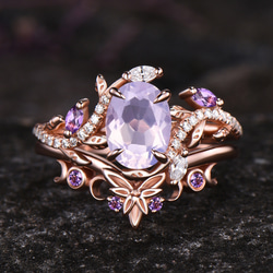 ユニークなリーフリング 8月の誕生石 天然ペリドットリング 5月の