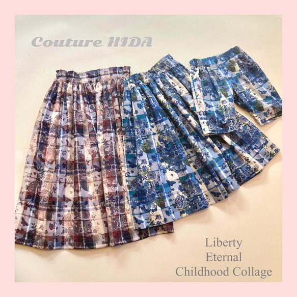 リバティ　チャイルドフットコラージュ　ピンク　キッズワンピース　　親子コーデ　色違いコーデ　リンクコーデ　承ります サイズ展開とお値段 400円９０　　11 600円