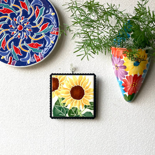 かおるタイル大 ひまわり② ディフューザー・アロマポット