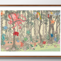 原画　　森　　A2イラストボード 原画 森 A2イラストボード