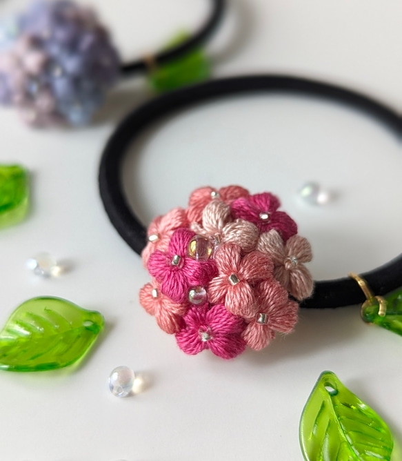 あじさいヘアゴム(ピンク) ヘアゴム petit_bouquet 通販 17707362