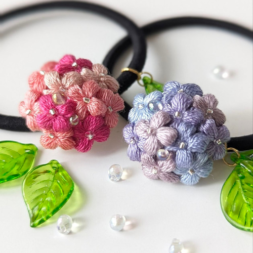 あじさいヘアゴム(ピンク) ヘアゴム petit_bouquet 通販 17707362