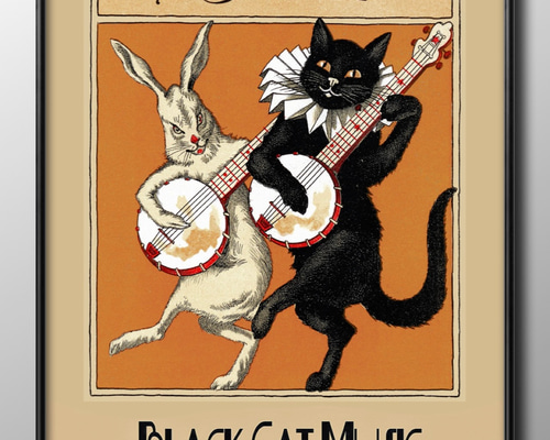 数量限定！在庫処分セール 売り切れ御免 6358□ポスター ビンテージ 黒猫 絵画『ブラックキャット アート 絵画