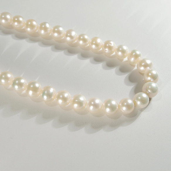 10-9mm本真珠（淡水パール）とSV925のネックレス（ホワイト