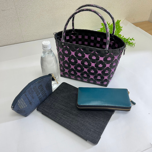 受注製作】プラカゴ miniワイドサイズ/A5 miniW-1001 黒*紫 2way