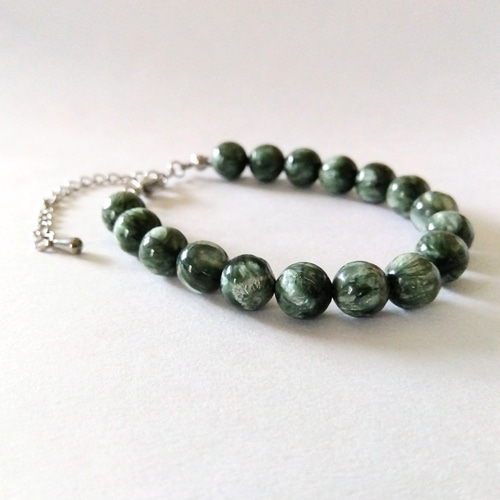 セラフィナイト ブレスレット 8mm 1点物】シルキーな輝き