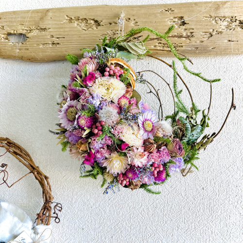 三日月リース ドライフラワーリース ドライフラワー リース