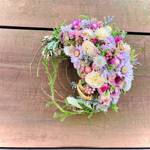 三日月リース ドライフラワーリース ドライフラワー リース