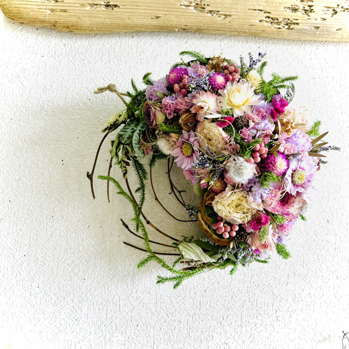 三日月リース ドライフラワーリース ドライフラワー リース