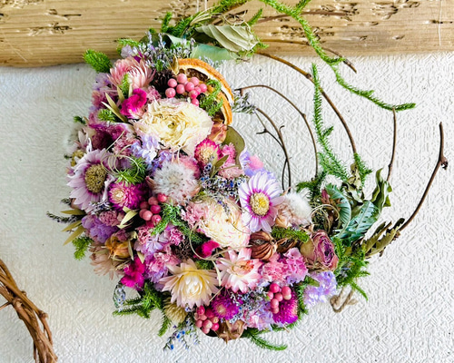 三日月リース ドライフラワーリース ドライフラワー リース