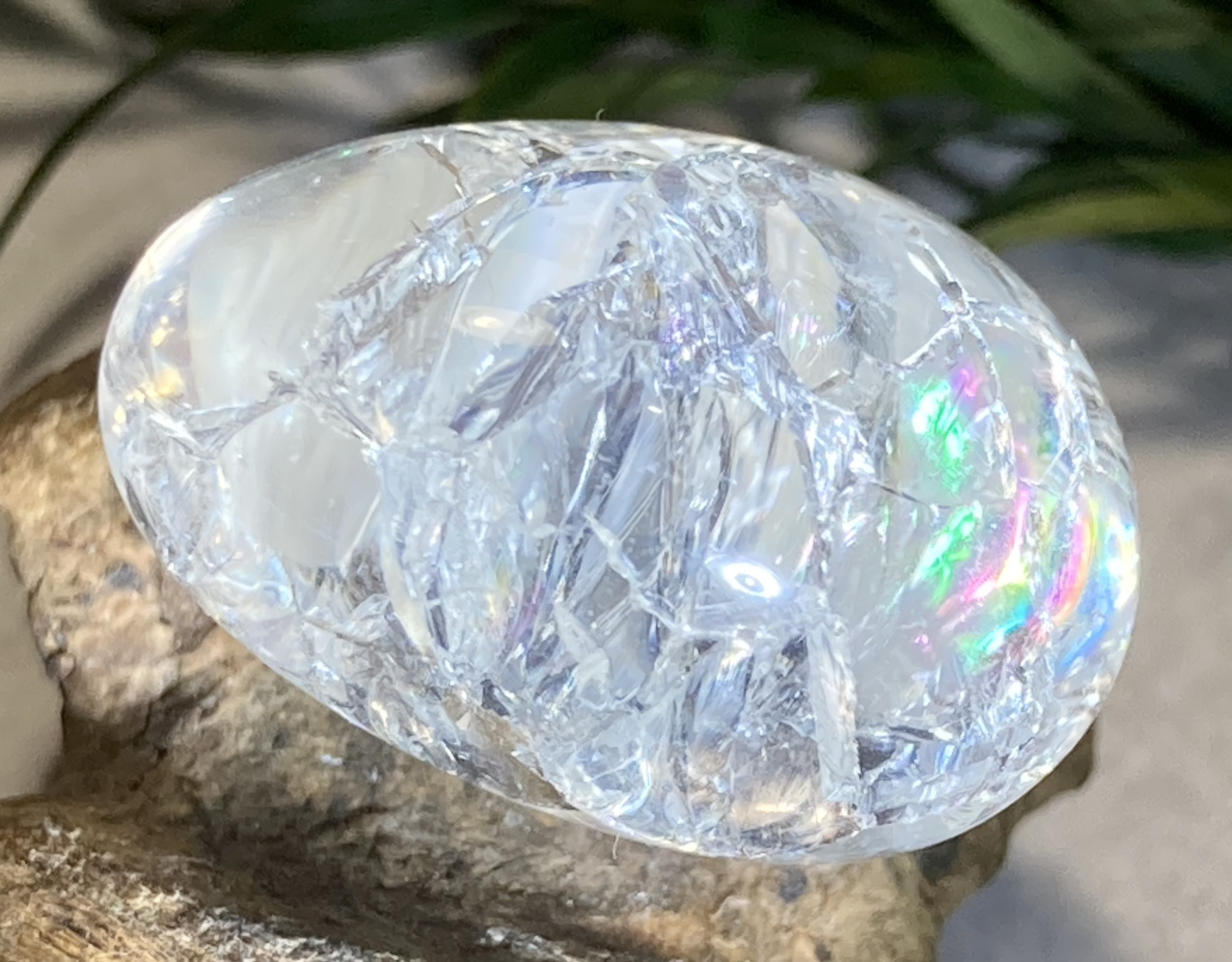 クラック水晶✨ レインボー タンブル 爆裂水晶 原石 クリスタル