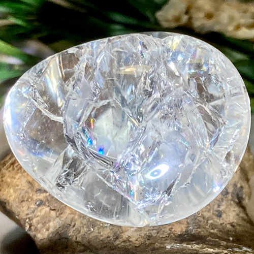 クラック水晶✨ レインボー タンブル 爆裂水晶 原石 クリスタル