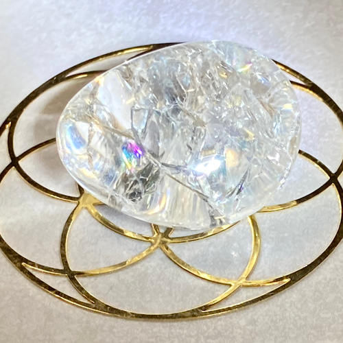 クラック水晶✨ レインボー タンブル 爆裂水晶 原石 クリスタル