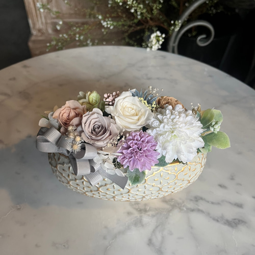 仏花 可愛いお悔やみ花 お供え プリザーブドフラワーアレンジメント 御