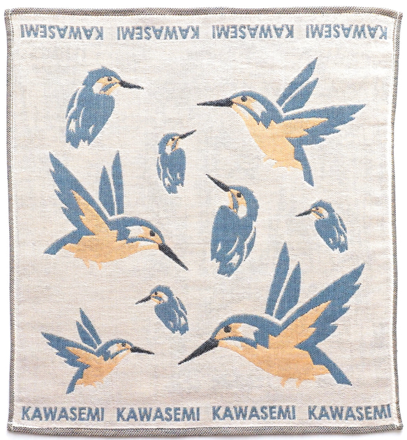 ToriTori大阪泉州製4重ガーゼハンカチ　カワセミ　サイズ34ｃｍ角　綿100％　大阪泉州製 2枚目の画像