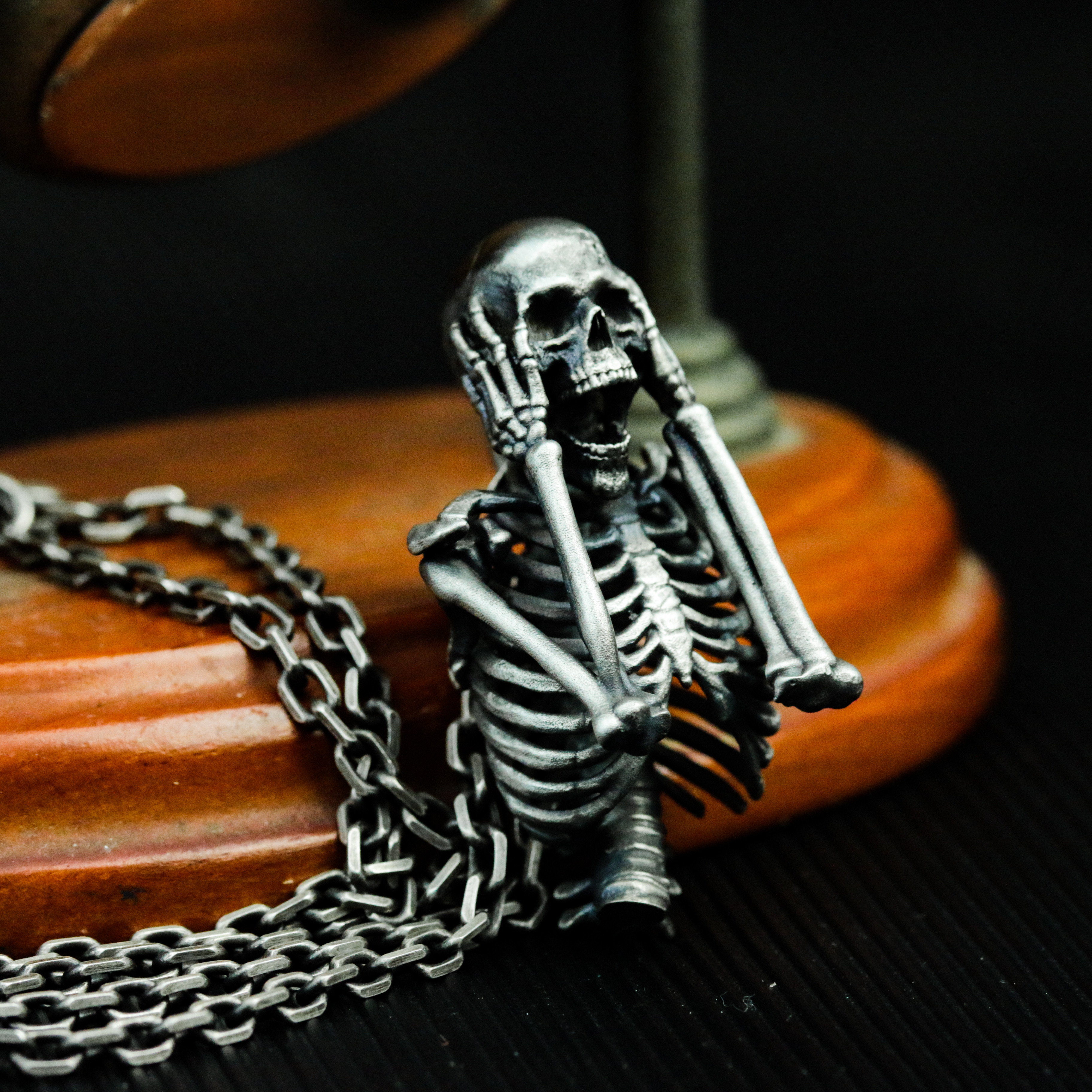 スカル エディション 925 スターリング シルバー ペンダント ネックレス、恐怖のスカル フレーム ペンダント、スカル