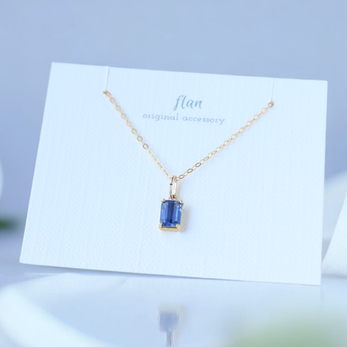 14kgf カイヤナイトのスクエアのネックレス ロイヤルブルー ギフト