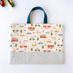 y♡mama 入園入学グッズ　レッスンバッグ　マチ付き　働く車設計図 71c63eed15051b83207b995d814c2a