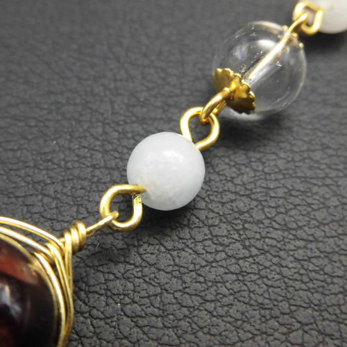 1月誕生石】ワイヤーラッピング12mmガーネット×天然石のお守り