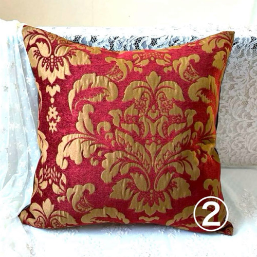 ☆セール☆フランス ベッチン ダマスク柄 えんじ色のクッションカバー