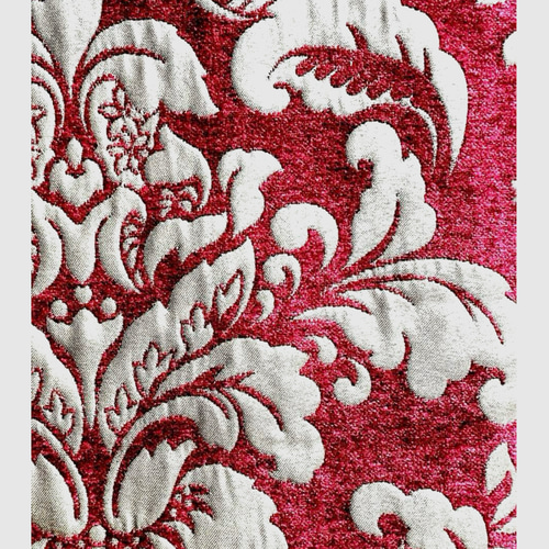 【美品】フランスアンティーク PC手刺繍 ダマスク クッションカバー クッションカバー（ダマスク・レッド/ゴールド色）フランス生地