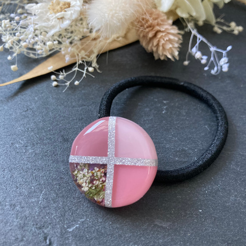 くすみカラー ヘアゴム 多色 ドライフラワー ハンドメイド レジン ヘア 
