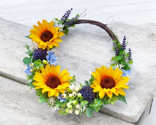 ＊ひまわり＊＊Natural＊爽やかグリーンリース☀︎ドライフラワーリース ひまわり＊＊Natural＊爽やかグリーンリース☀︎ドライフラワー