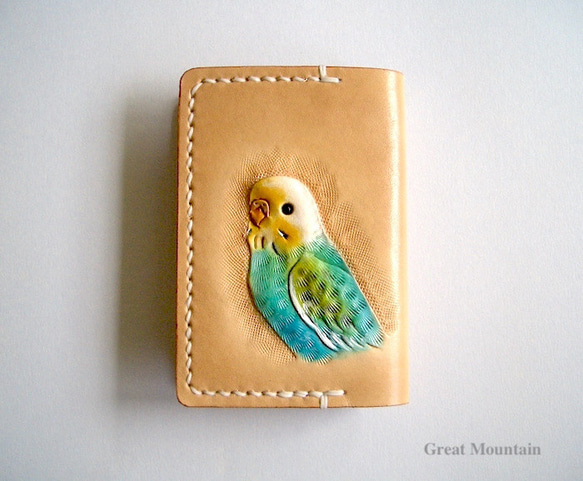 レザー カードケースカバー パスケース インコ セキセイインコ 鳥  