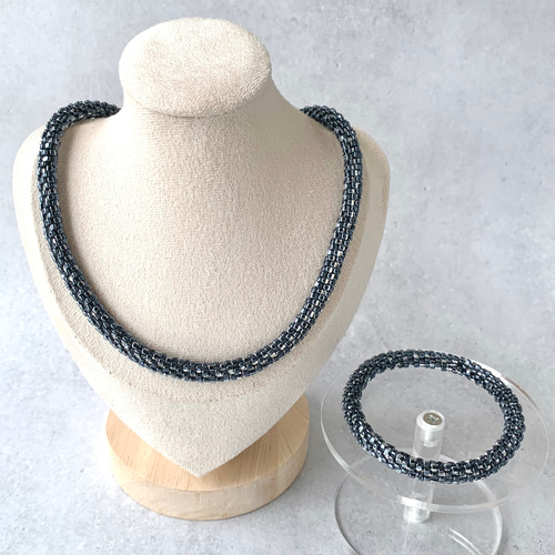 Dazzle Collection】ビーズクロッシェネックレス[crystal black