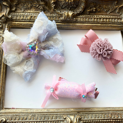 ヘアクリップ 3点セット PLUIE ヘアクリップ3点セット emmiロゴ