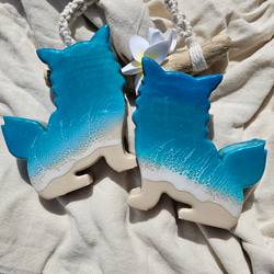 海のレジンアート 自立シーサー 沖縄 2ペアセット 南国 その他