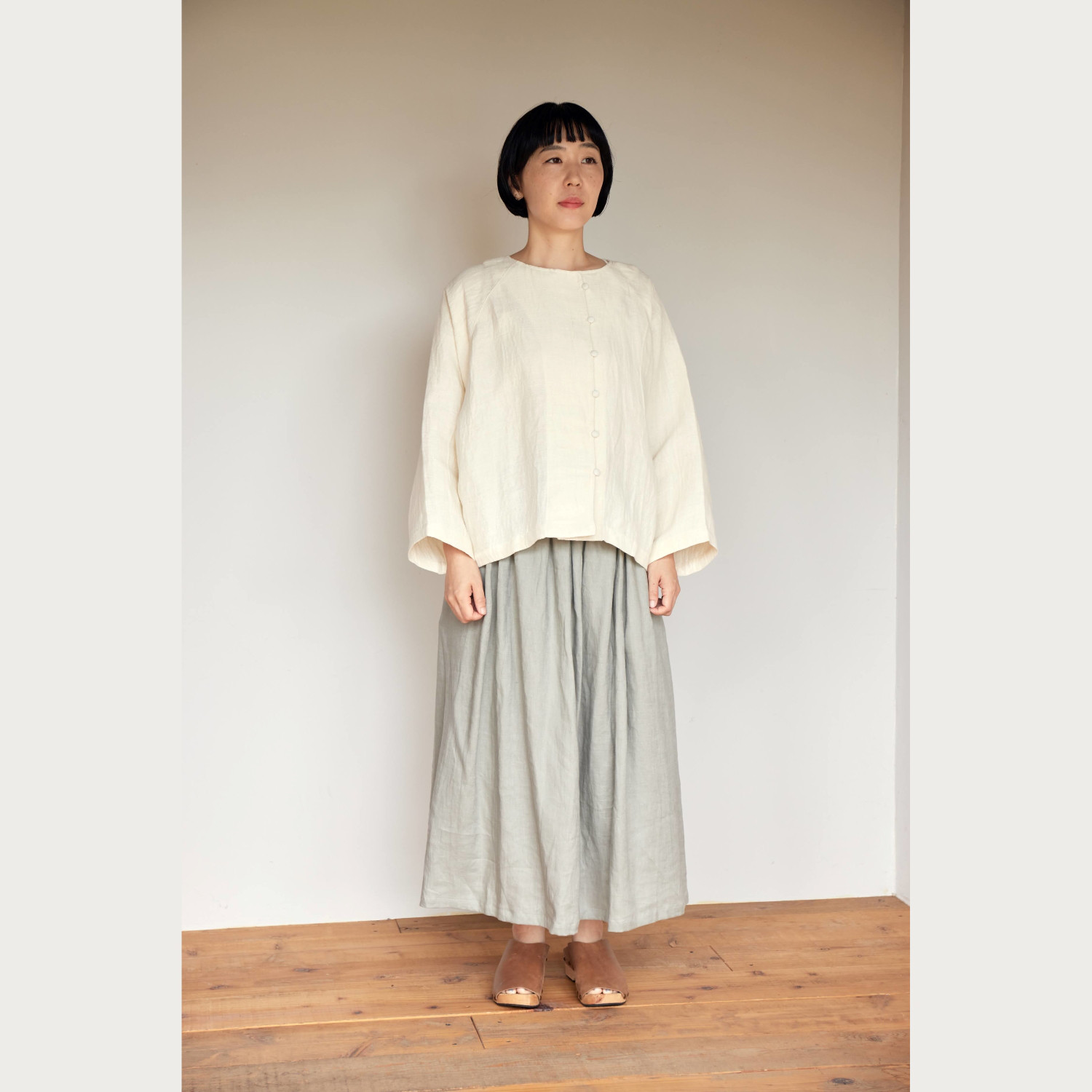 bighug 麻ロングスカート