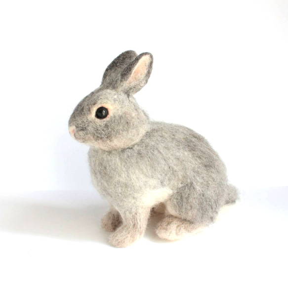 子ウサギ（グレー） 羊毛フェルト 森で逢えたら 通販 17709856｜Creema